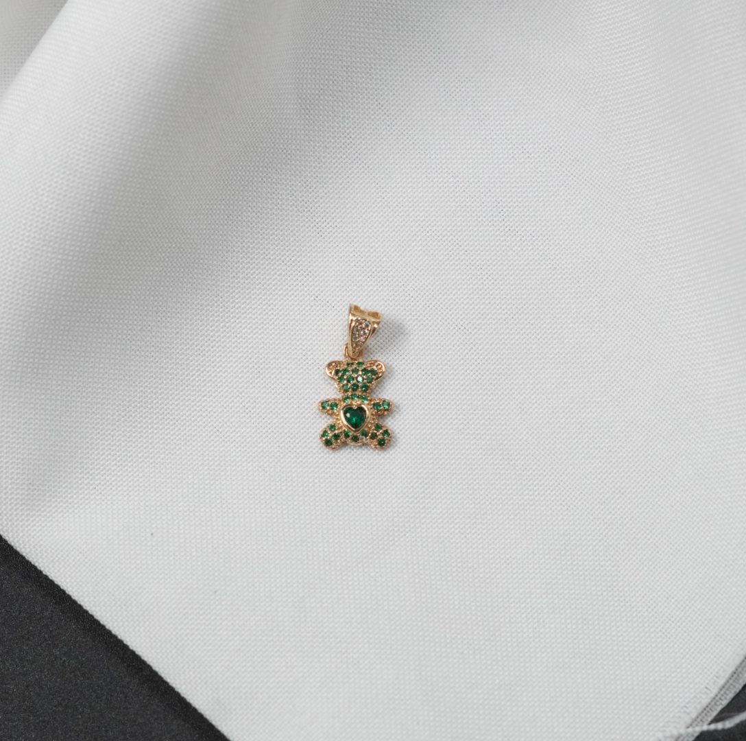 Miniatura 2 de DIJE OSITO DORADO PIEDRAS VERDES